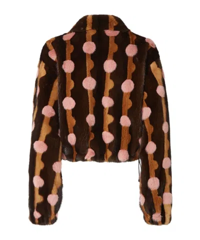 Fendi Dots Brown Mink Jacket In Brown