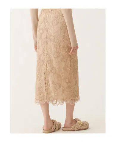 Fabiana Filippi Macramé Lace Midi Skirt In Brown