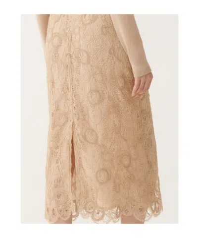 Fabiana Filippi Macramé Lace Midi Skirt In Brown