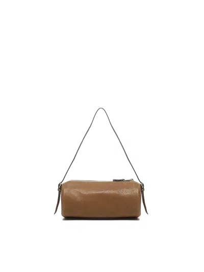 Miu Miu Zipper Shoulder Bag In Brown
