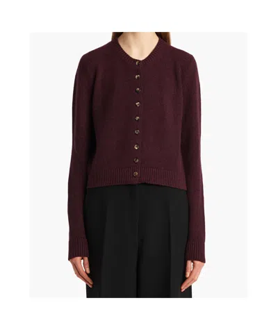 Khaite Everheart Cashmere Knit Cardigan In Purple