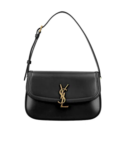 Saint Laurent Solferino Medium Bag In Box Leather In Blue