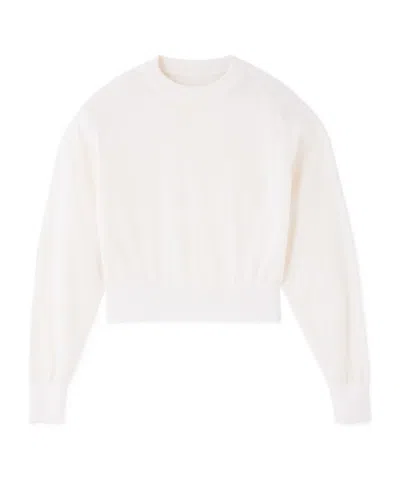 Jacquemus White Crew Neck Sweater With Back Logo In Merino Wool Woman In White