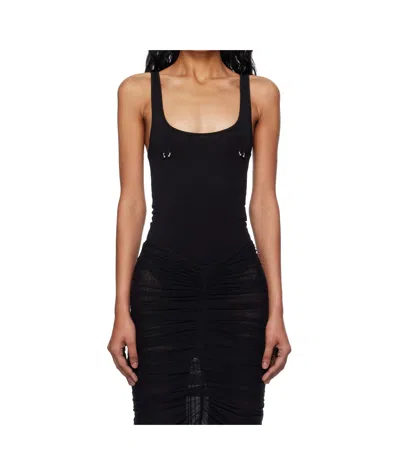Mugler Trimmed Knitted Jumpsuit In Black