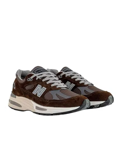 New Balance Uk 991v2 Sneakers With Suede And Mesh Panels In Brown