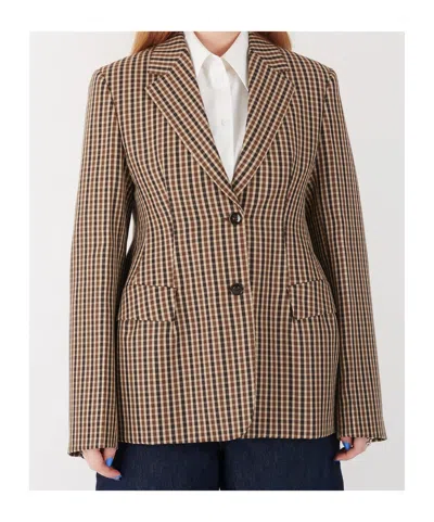 Jil Sander Micro Check Blazer In Brown
