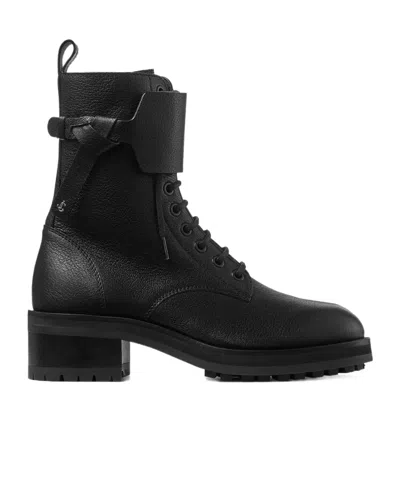 Jimmy Choo Rosabel Flat Black Leather Ankle Boots In Multi