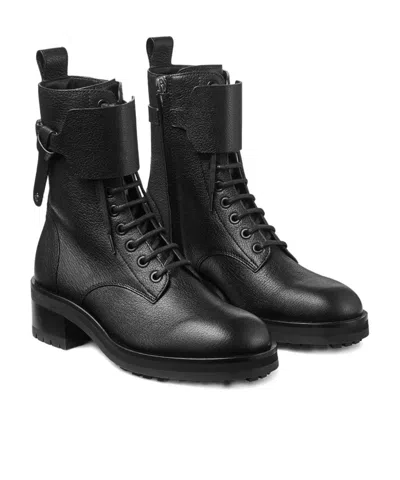 Jimmy Choo Rosabel Flat Black Leather Ankle Boots In Multi