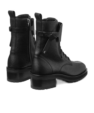 Jimmy Choo Rosabel Flat Black Leather Ankle Boots In Multi