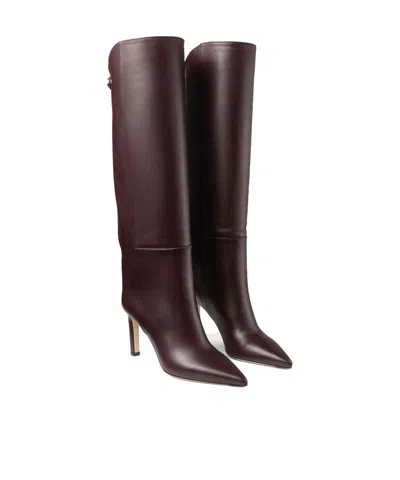 Jimmy Choo Alizze Ks 85 Boot In Deep Merlotleather In Burgundy