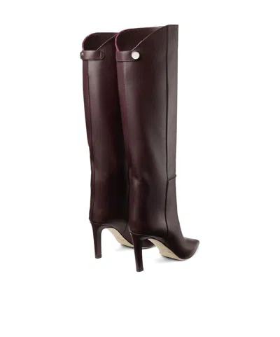 Jimmy Choo Alizze Ks 85 Boot In Deep Merlotleather In Burgundy