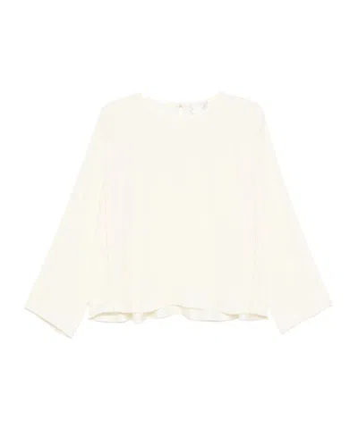 Forte Forte Relaxed Fit Long Sleeve Satin Top In White