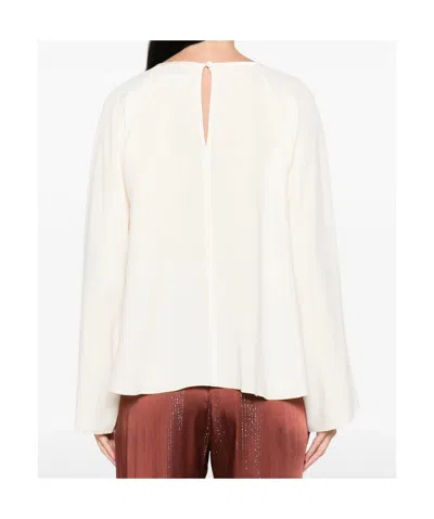 Forte Forte Relaxed Fit Long Sleeve Satin Top In White