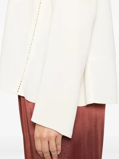 Forte Forte Relaxed Fit Long Sleeve Satin Top In White