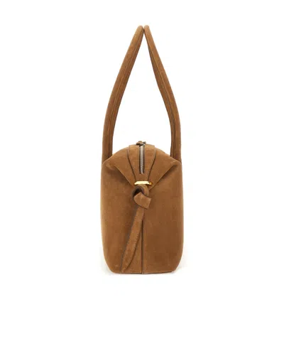 Yuzefi Rectangular Suede Double Handles Shoulder Bag In Brown