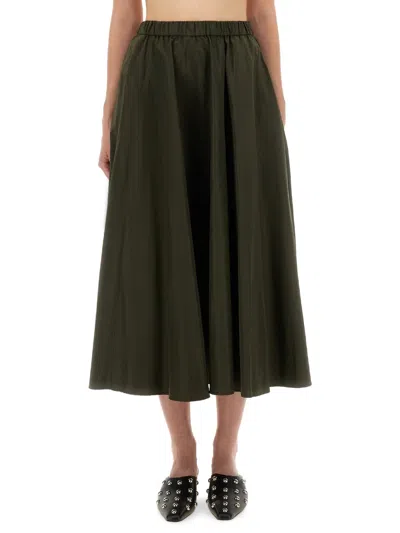 Aspesi Expanded Midi Skirt With Elastic Waistband In Brown
