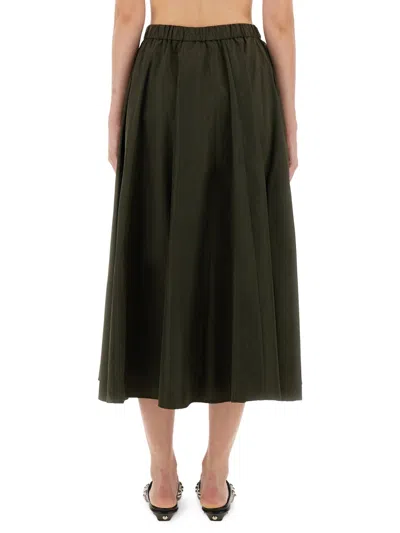Aspesi Expanded Midi Skirt With Elastic Waistband In Brown