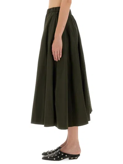 Aspesi Expanded Midi Skirt With Elastic Waistband In Brown