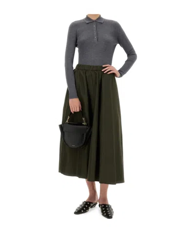 Aspesi Expanded Midi Skirt With Elastic Waistband In Brown