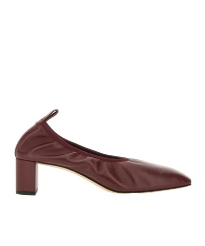 Aeyde Square Toe Leather Ballerina Shoes In Burgundy