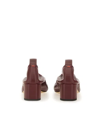 Aeyde Square Toe Leather Ballerina Shoes In Burgundy