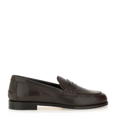 Aeyde Leather Loafers With Penny Strap And Round Toe In Brown