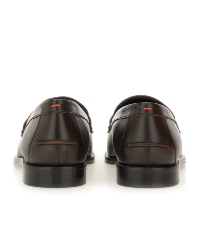 Aeyde Leather Loafers With Penny Strap And Round Toe In Brown