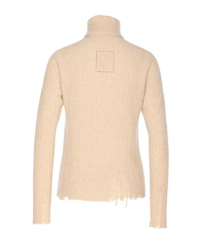 Uma Wang High Neck Turtleneck Knitwear With Distressed Ribbed Texture In Multi