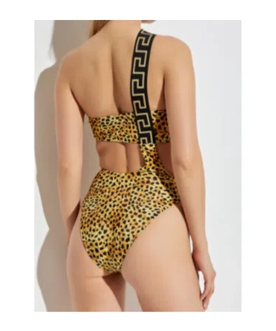 Versace Cheetah Print Cutout One-shoulder One-piece Swimsuit In Multi