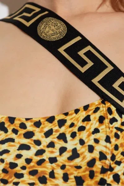 Versace Cheetah Print Cutout One-shoulder One-piece Swimsuit In Multi