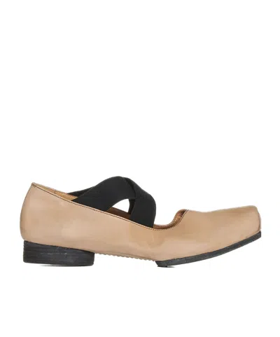 Uma Wang Leather Ballerina Flats With 23 Mm Square Toe In Brown