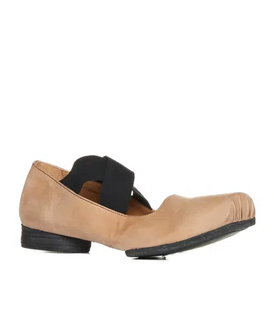 Uma Wang Leather Ballerina Flats With 23 Mm Square Toe In Brown