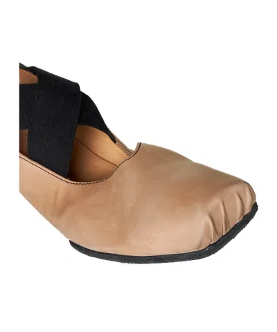 Uma Wang Leather Ballerina Flats With 23 Mm Square Toe In Brown