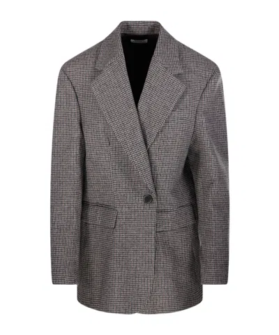 P.a.r.o.s.h Checked Pattern Front Pockets Long Sleeves In Gray