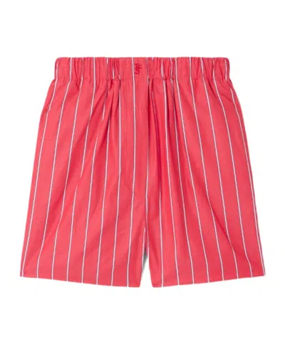 The Frankie Shop Lui Striped Cotton Poplin Shorts In Red