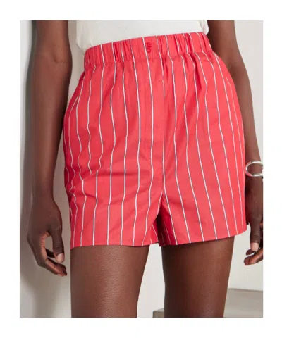 The Frankie Shop Lui Striped Cotton Poplin Shorts In Red