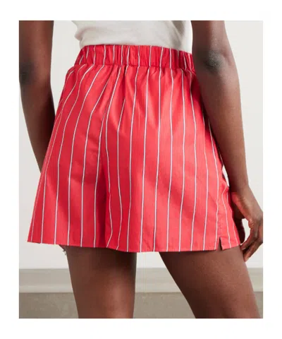 The Frankie Shop Lui Striped Cotton Poplin Shorts In Red