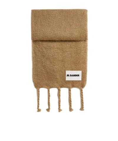 Jil Sander Fringed Scarf In Brown