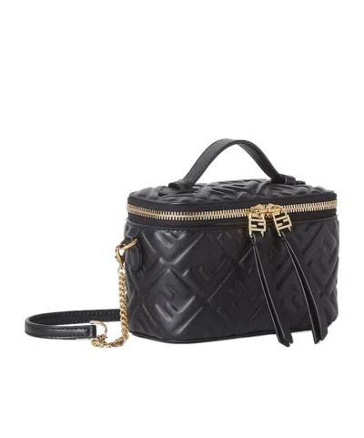 Fendi Black Calf Leather Bos Taurus Shoulder Bag In Black