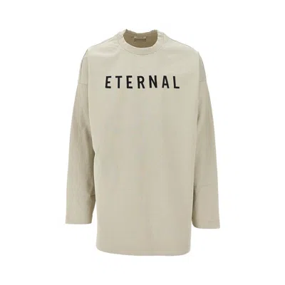 Fear Of God Grey T-shirt With Eternal Print On The Front And Logo Patch On The Back In Neutral
