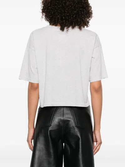 Anine Bing Graphic Print Cropped T-shirt With Short Sleeves In Gray