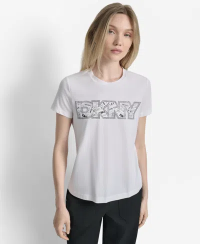 Dkny Newspaper Logo Graphic T-shirt In White