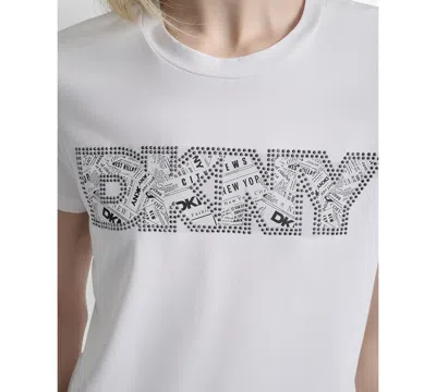 Dkny Newspaper Logo Graphic T-shirt In White