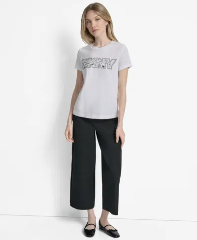 Dkny Newspaper Logo Graphic T-shirt In White