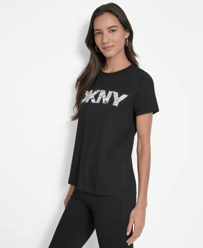 Dkny Newspaper Logo Graphic T-shirt In Black