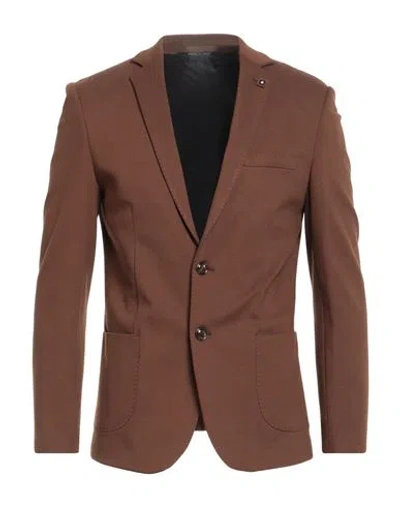 Exibit Man Blazer Brown Size 40 Viscose, Polyamide, Elastane
