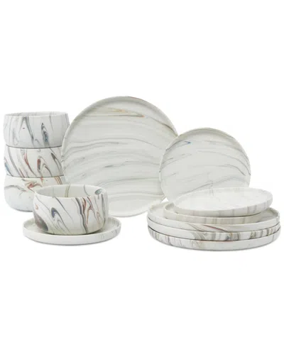 Lorren Home Trends Matte Marble Look 12-pc. Dinnerware Set, Service For 4 In Sand