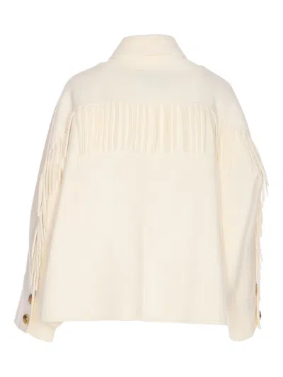 Liu •jo Fringed Zip-front Jacket In White
