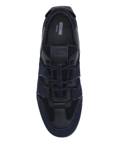 Moschino Leather And Mesh Sneakers In Black
