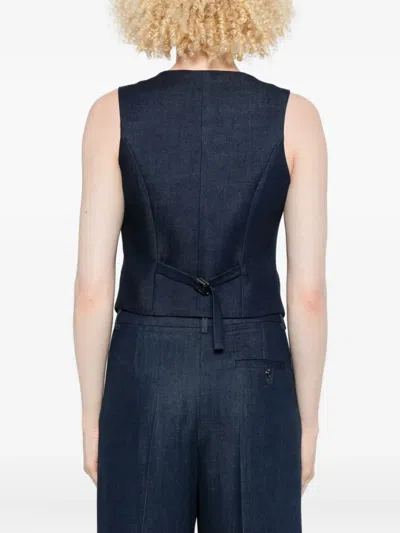 Liu •jo Liu Jo Deep V-neck Sleeveless Jacket In Blue